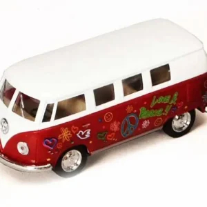 Lekebil stor Volkswagen pastell buss flower rød